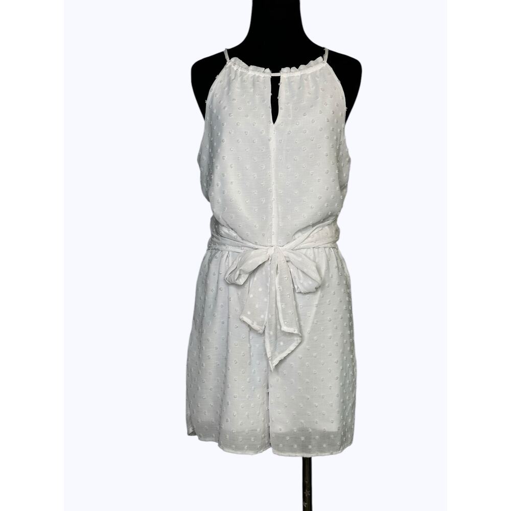 BAR III white swiss dot texture halter romper size Medium